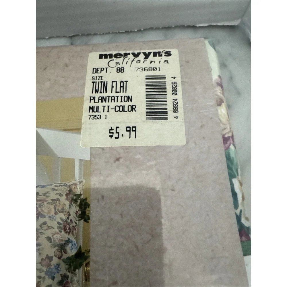 Vintage Caress Twin Flat Sheet Ashlee  Percale NEW USA 39 X 76 in